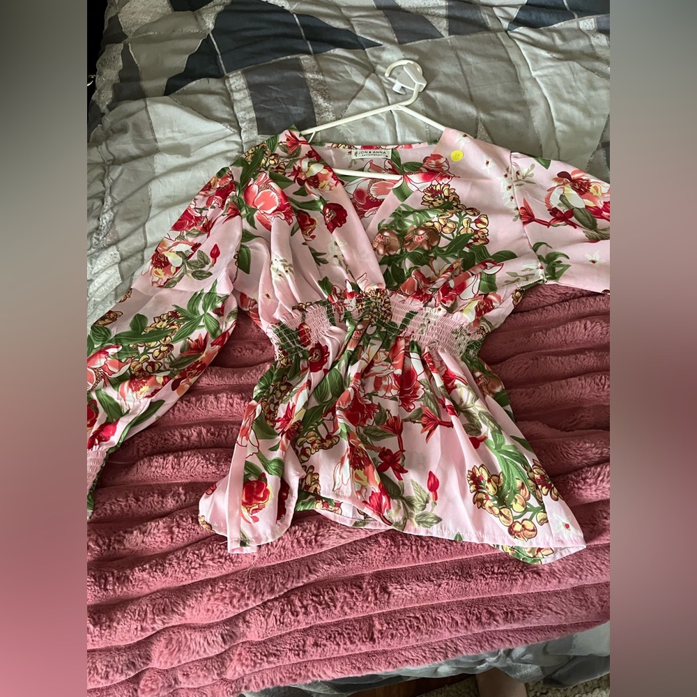 Floral Pink Wrap Blouse